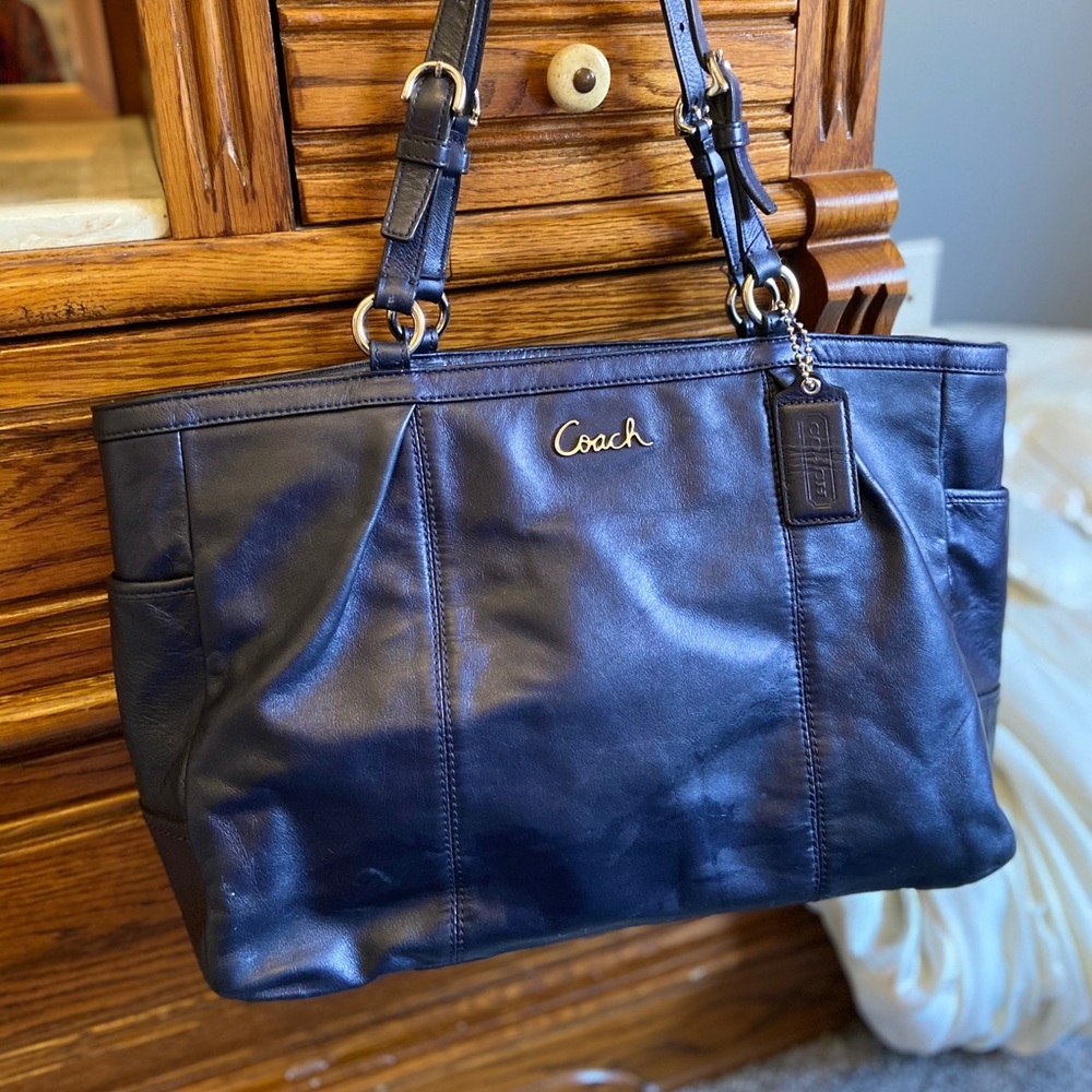 Metallic Navy COACH tote